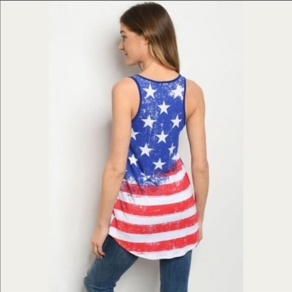 American Flag Stars & Stripes July 4th Tank Top Small Medium Large - Picture 3 of 7